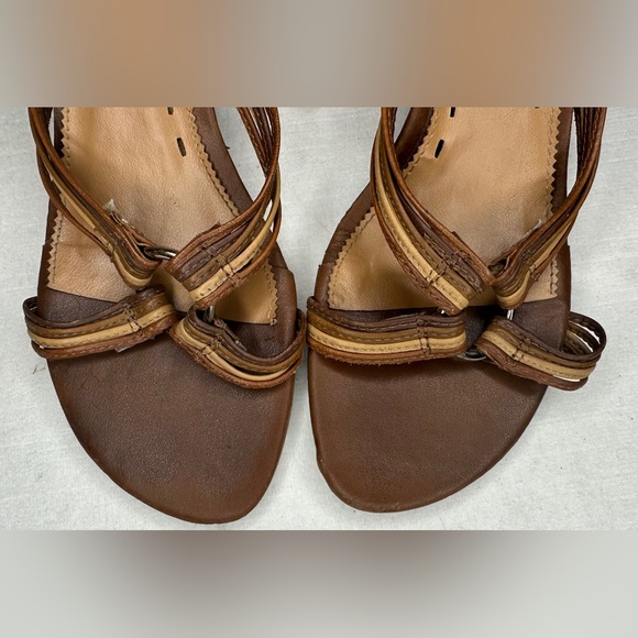 Hillard & Hanson Vintage Y2K Brown Wedge Sandal Leather Upper Made In Brazil 7.5 - Picture 3 of 9